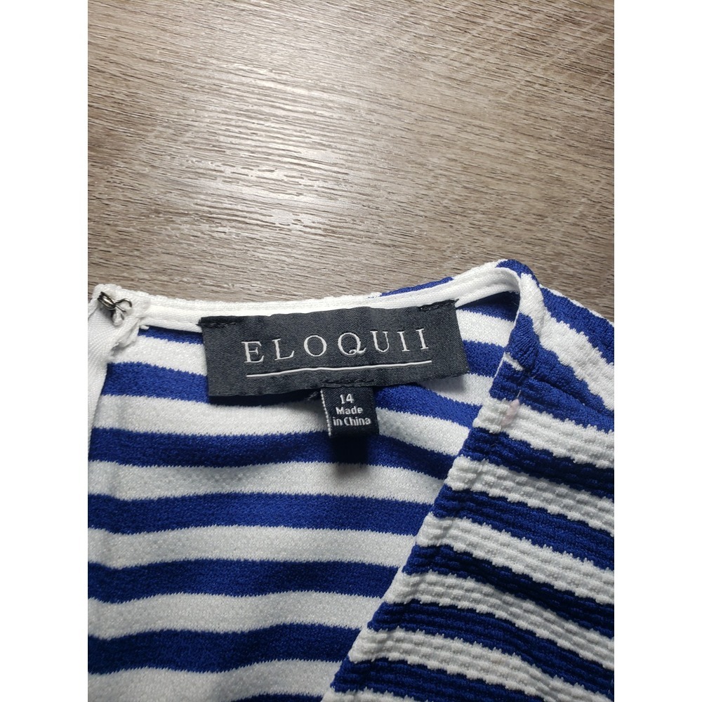 Eloquii Navy and White Striped Sleeveless Dress - Picture 5 of 5